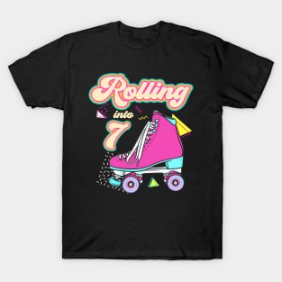 Rolling Into 7 Roller Skate 7Th T-Shirt